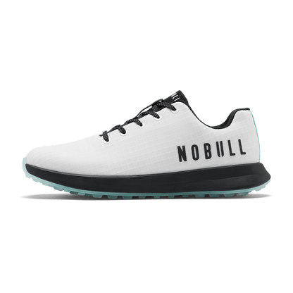 Classic White Turquoise Ripstop Golf Shoe Side Angle.