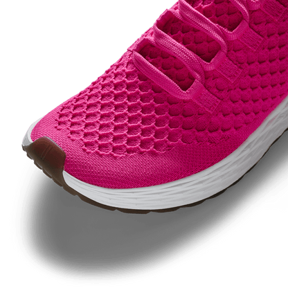 Neon Pink White Allday Knit Shoe Detail Angle.