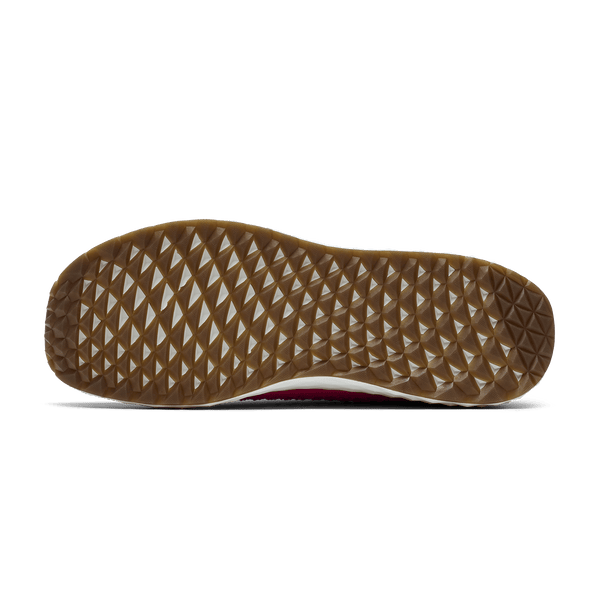 Neon Pink White Allday Knit Shoe Bottom Angle.