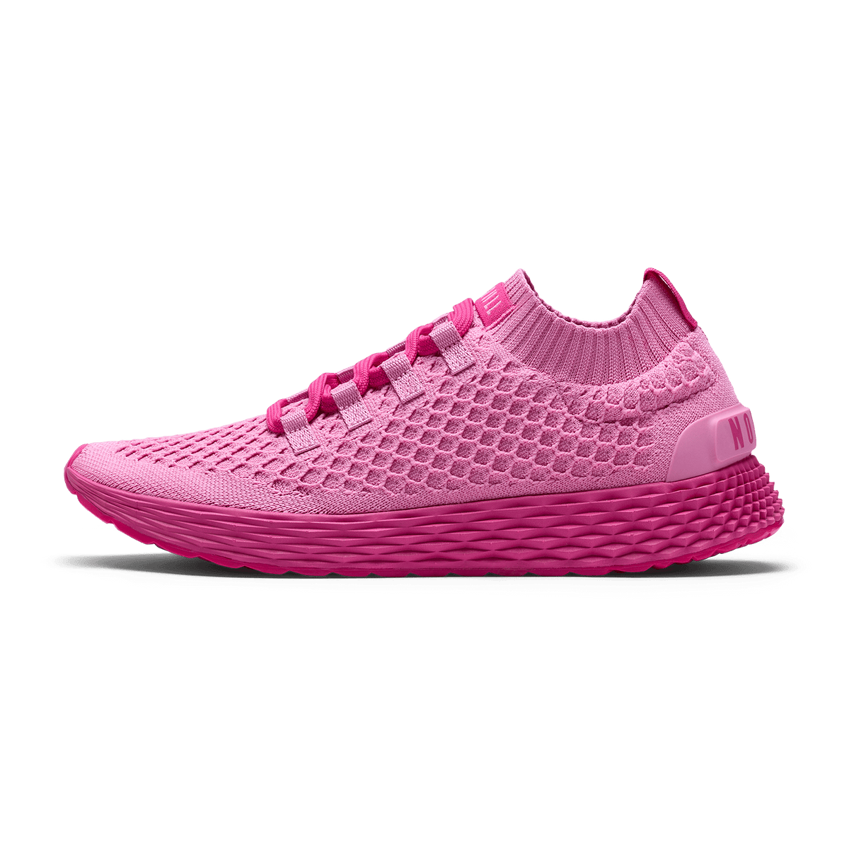 Signal Pink Allday Knit Shoe Side Angle.