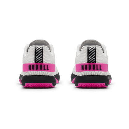 Classic White Pink Glo Outwork Flex Shoe Back Side Angle.