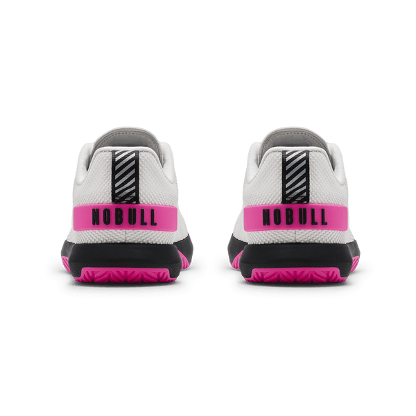Classic White Pink Glo Outwork Flex Shoe Back Side Angle.