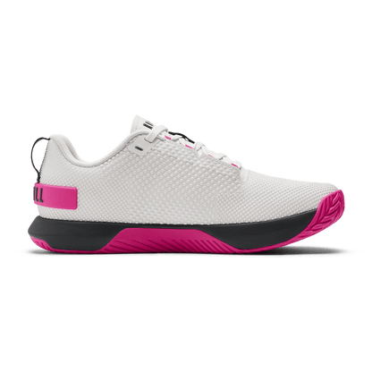 Classic White Pink Glo Outwork Flex Shoe Medial Side Angle.