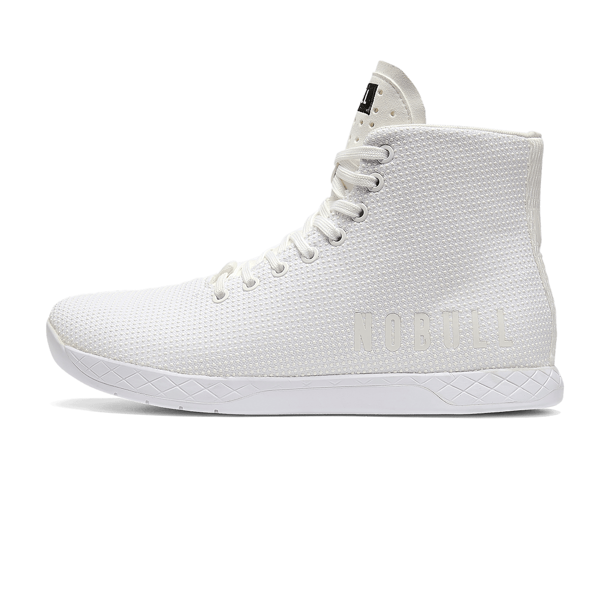 White Outwork High-Top Shoes Side Angle.