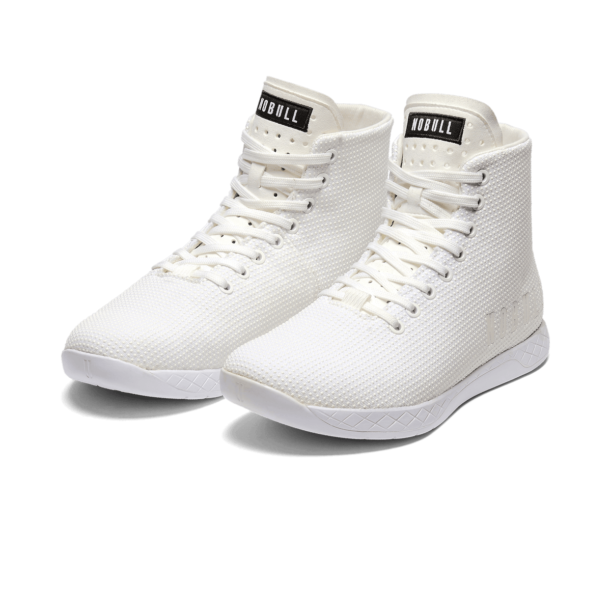 White Outwork High-Top Shoes Front Side Angle.