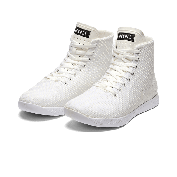 White Outwork High-Top Shoes Front Side Angle.