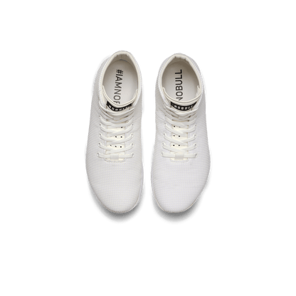 White Outwork High-Top Shoes Above Angle.