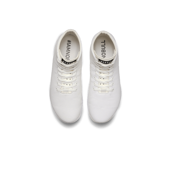 White Outwork High-Top Shoes Above Angle.