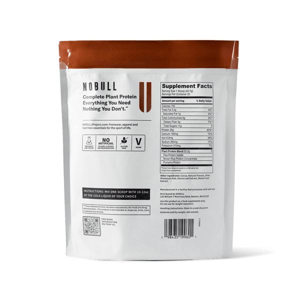 Chocolate Plant Protein, reverse of packaging
