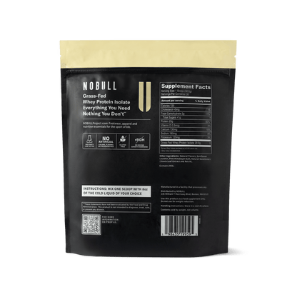 NOBULL Whey Protein Isolate package with vanilla flavor on a transparent background