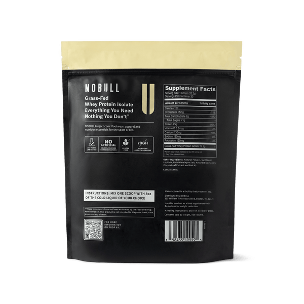 NOBULL Whey Protein Isolate package with vanilla flavor on a transparent background